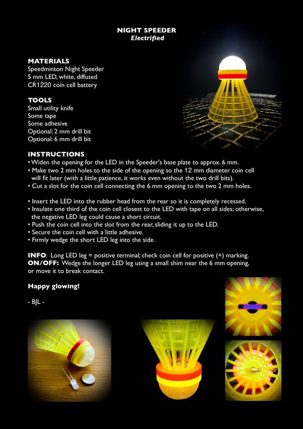 소개: Speedminton Night Speeder를 전동화하는 방법